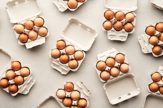 Carton boxes with brown eggs