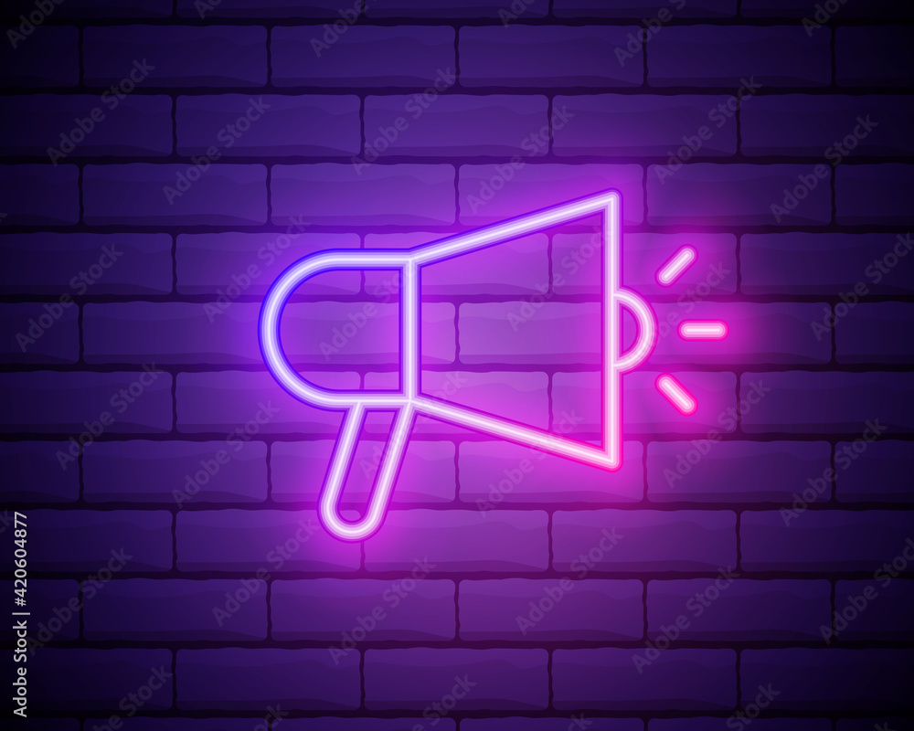 Poster megaphone icon. elements of media in neon style icons. simple icon for websites, web design, mobile 