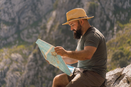 Man checking map
