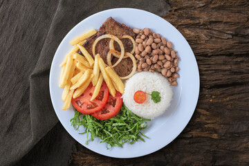 Typical Brazilian food dish Top view