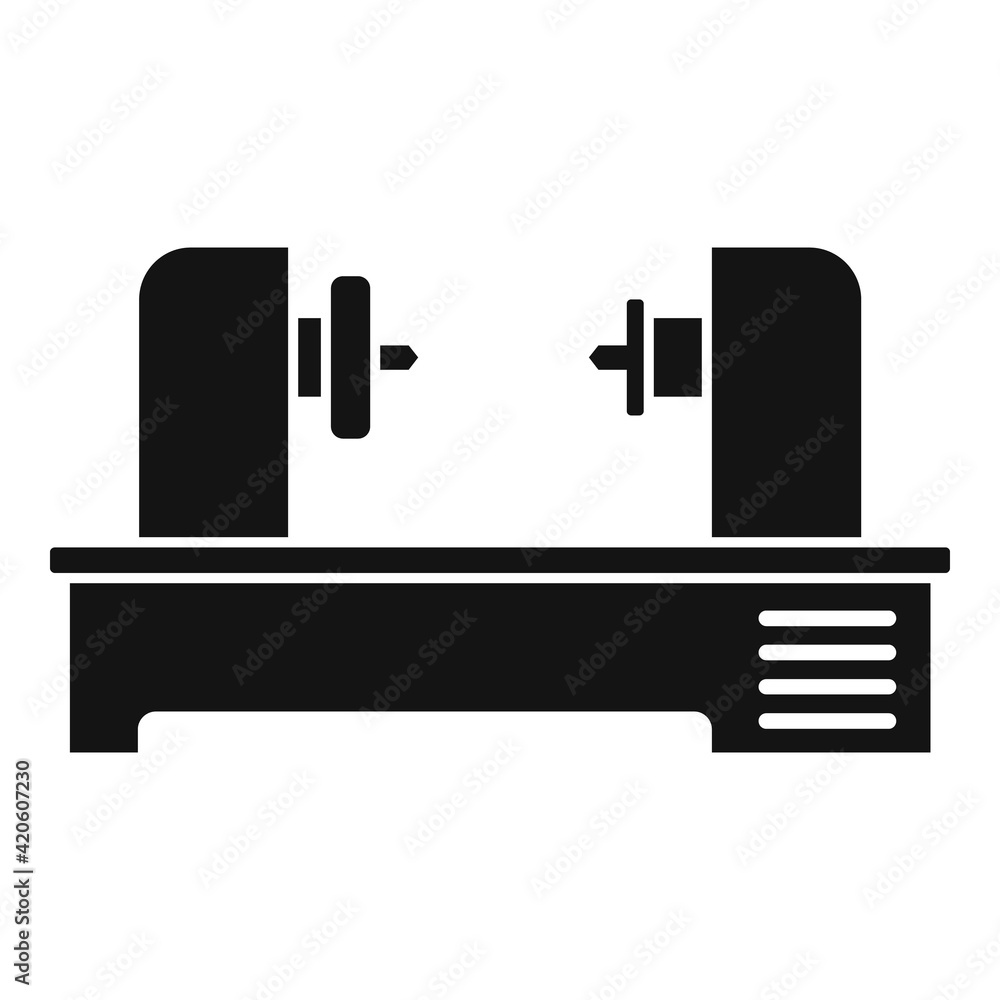 Poster automated lathe icon, simple style