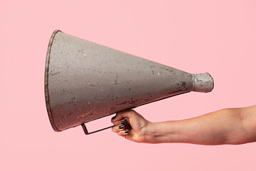 Megaphone in hand