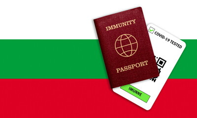 Concept of immunity to coronavirus. Immunity passport and test result