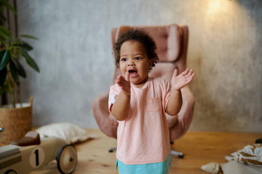 little girl playing and spending time at home