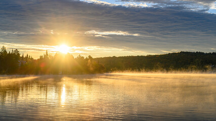 Bright Autumn Sunrise In New England