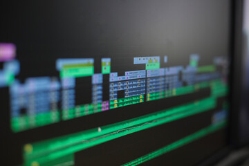 Video editing timeline close-up