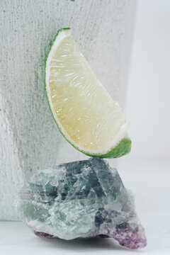 Lime And Fluorite Gemstone Still Life Macro