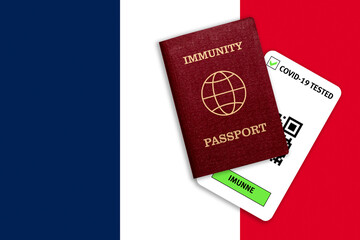 Concept of immunity to coronavirus. Immunity passport and test result