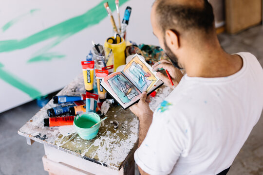 An artist in his studio