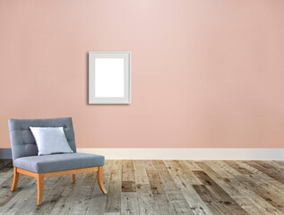 interior design with modern grey chairs and bright empty space. 3D illustration