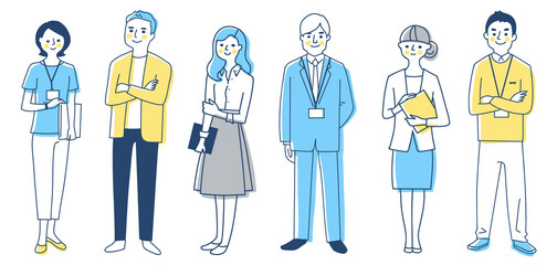 ビジネスパーソン　男女6人全身　セット