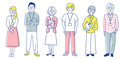 ビジネスパーソン　男女6人全身　セット