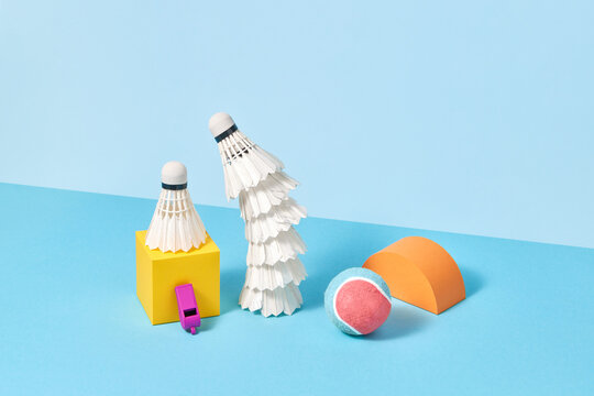 Sport set from tennis accessories and figures.