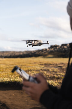 Man flying a drone