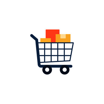 Full Shopping Trolley Icon  In Color Icon, Isolated On White Background 