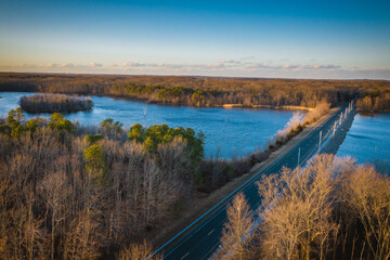 Obraz premium Aerial of Manasquan Reservoir 