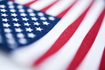 Macro Shot Of Handheld American Flag On Coarse Fabric
