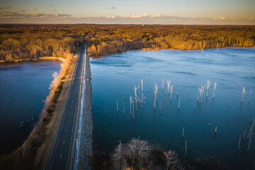Fototapeta premium Aerial of Manasquan Reservoir 