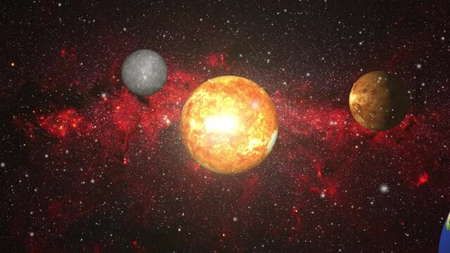 the innermost planet solar system against the milky way backdrop, the universe