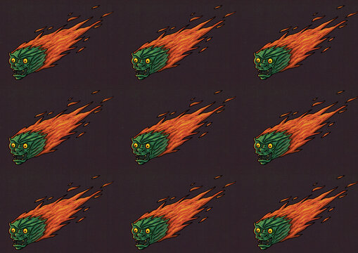 Halloween Beasts Pattern Flying Like Comets In Space