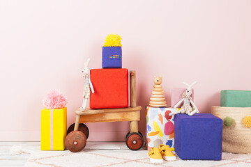 Birthday gifts in a playroom