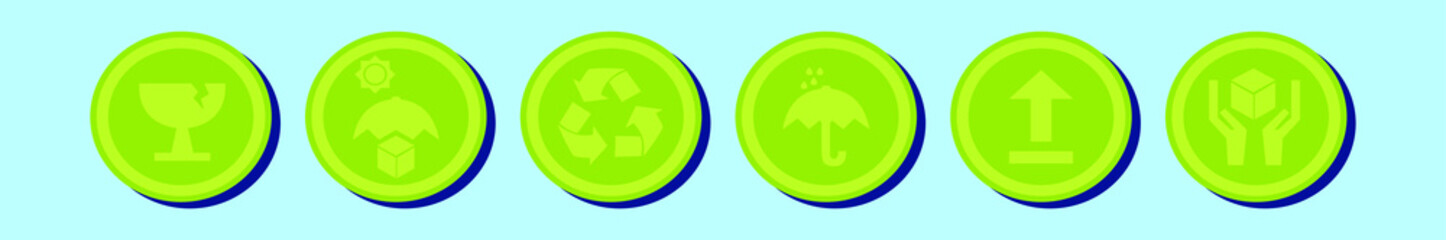 set of fragile cartoon icon design template with various models. vector illustration isolated on blue background