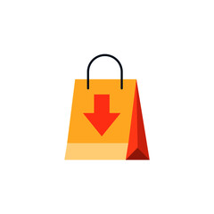 Shopping Bag Shop Down Move Arrow icon in color icon, isolated on white background 