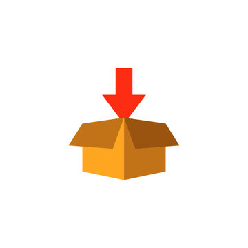 recommend clip art: Box with arrow down icon, Box Package Delivery Shipping Move Arrow down in color icon, isolated on white background 