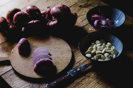 still-life of onions