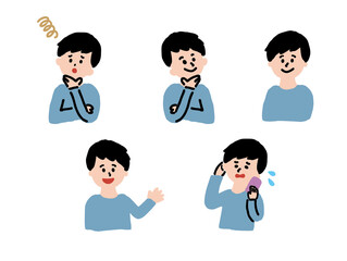 男性　ポーズ　表情いろいろ