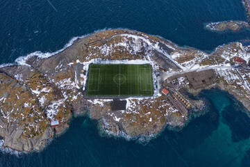 Soccer Field In The Arctic In A Rainy Day