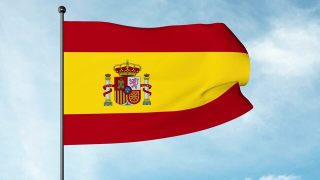 3D Illustration of The flag of Spain consists of three horizontal stripes: red, yellow and red, the yellow stripe being twice the size of each red stripe, la Rojigualda.