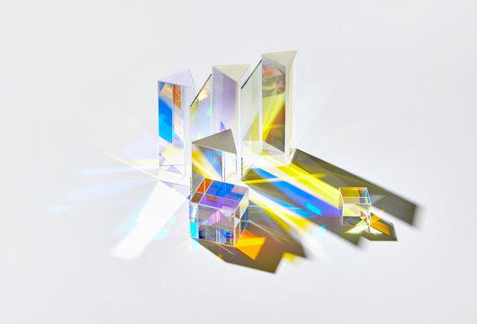 Colorful abstract geometric figures with refraction.