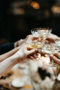close up of Christmas cheers with friends