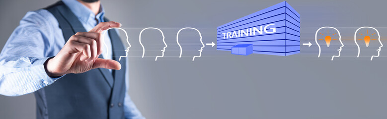 Fototapeta premium man holding heads with TRAINING icon
