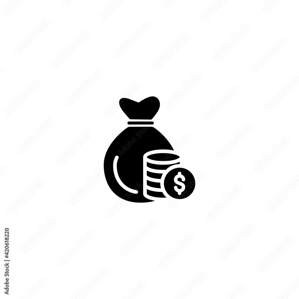 Poster money bag with dollar coin icon vector for computer, web and mobile apps