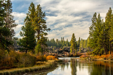 Autumn, Lava Island Falls Trail, Deschutes River, Deschutes National Forest, Oregon, USA