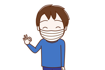 不織布マスクを着けてバッチリ安心の少年