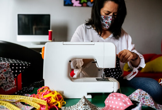 Woman making homemade face masks