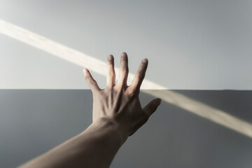 A hand trying to catch the sunshine