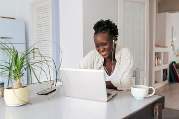 Young woman at her home office