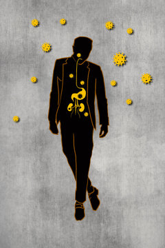 Coronavirus kidney illustration