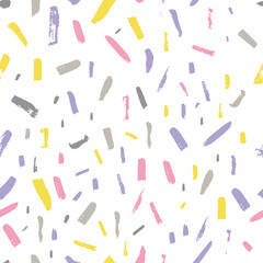 Hand drawn modern pattern of brush stroke. Vector seamless abstract background in grey and yellow colors.