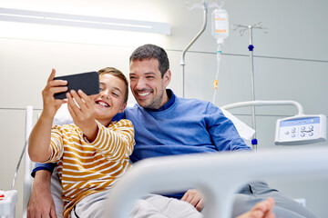 Father and son in hospital