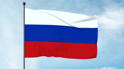 Fototapeta na wymiar 3D Illustration of The flag of the Russian Federation is a tricolour flag consisting of three equal horizontal fields: white on the top, blue in the middle, and red on the bottom.
