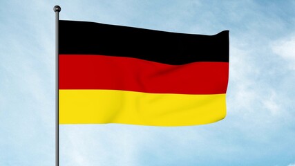 3D Illustration of The flag of Germany is a tricolour consisting of three equal horizontal bands displaying the national colours of Germany: black, red, and gold