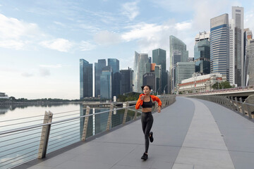 Asian woman exercising outdoors