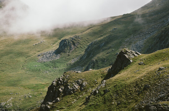 Mist over mountain landscape