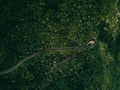 Serpentine on the mountain road - drone