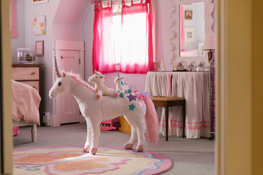 Unicorn Stuffed animal in Girls bedroom